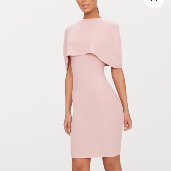 dusty pink cape style wrap midi dress